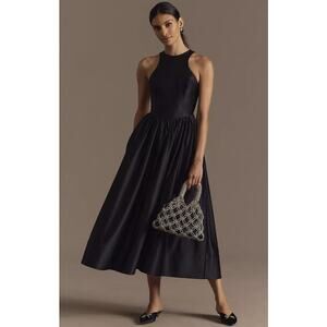 knee length dresses for ladies Surrey Velvet Striped Midi Dress  Ferne Boutique